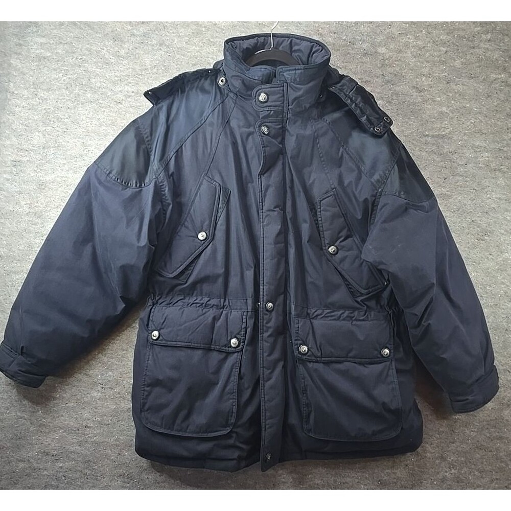 Members Only Jacket Coat Puffer Down Filled Full Zip VTG Mens sz M Blue/Black